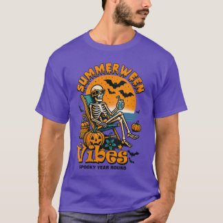 T-shirt Vibes de Summerween pour femmes Drôle de squelette
