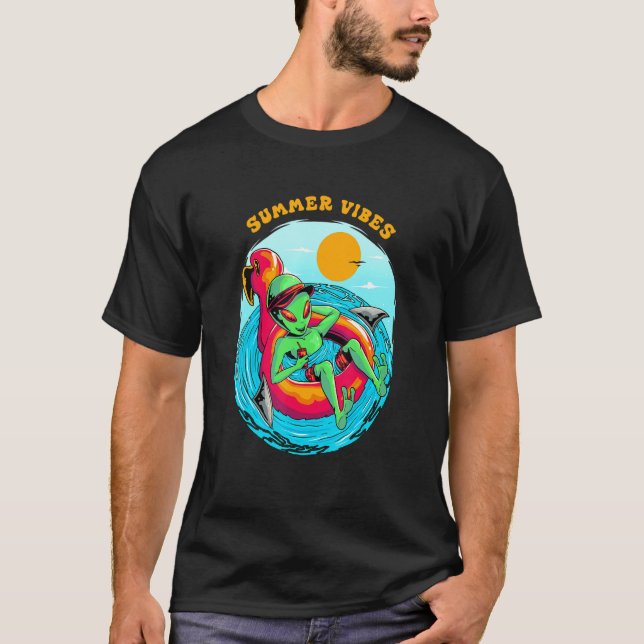 T-shirt Vibes d'été Alien Repos dans la plage Vacation B (Devant)