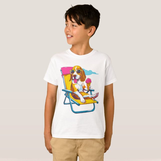 T-shirt Vibes d'été Beagle cool | Enfants amusants (Devant entier)