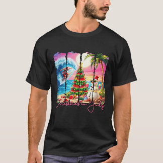 T-shirt Vibes d'été Noël en juillet Père Noël Surfing Beac