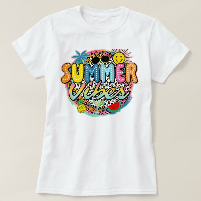 T-shirt Vibes d'été rétro (Design devant)