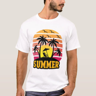 T-Shirt "Vibes d'été rétro" - Coucher de soleil au