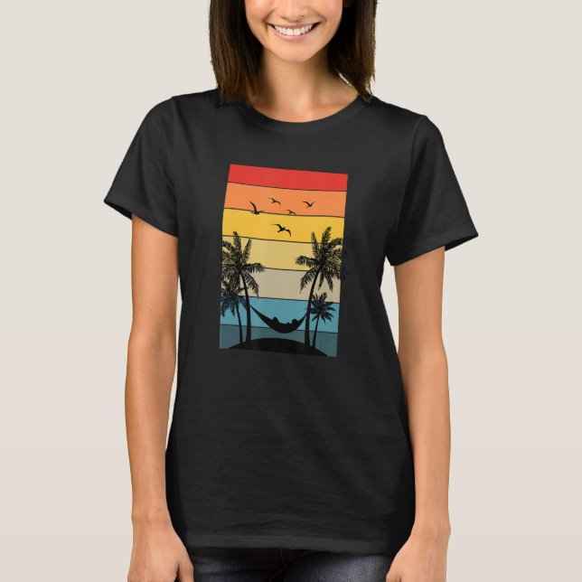 T-shirt Vibes d'été rétro Hammock Palm Trees Beach Tropic (Devant)