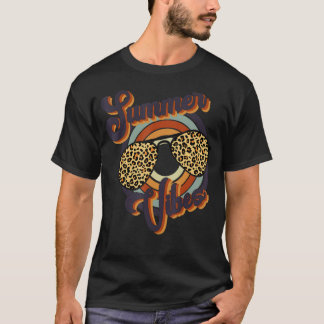 T-shirt Vibes d'été rétro Lunettes de soleil léopard d'été