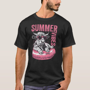 T-shirt Vibes d'été rétro Vache des Highlands Drôle Plage