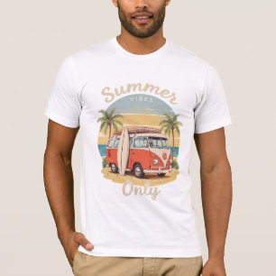 T-shirt Vibes d'été seulement - Retro Van Beach Scène