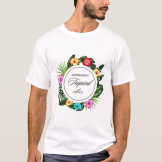 T-shirt Vibes d'été tropicales : Flore Circle Design