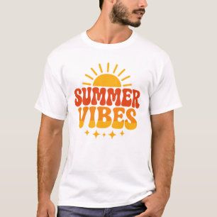 T-shirt Vibes ensoleillées de l'été rétro groovy des année