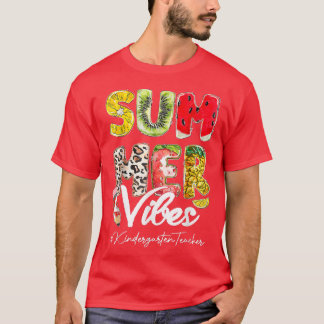 T-shirt Vibes été jardin d'enfants enseignant Leopard été