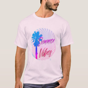 T-shirt Vibes été Neon Palm Tree Arty Slogan