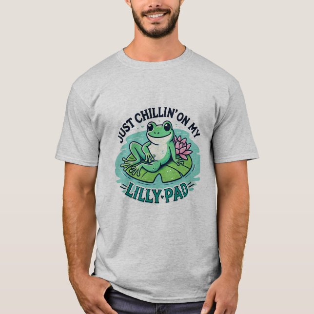 T-shirt Vibes Froggy : Grenouille froide sur Lily Pad Desi (Devant)