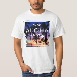 T-shirt Vibes Hawaïennes de coucher de soleil avec palmier