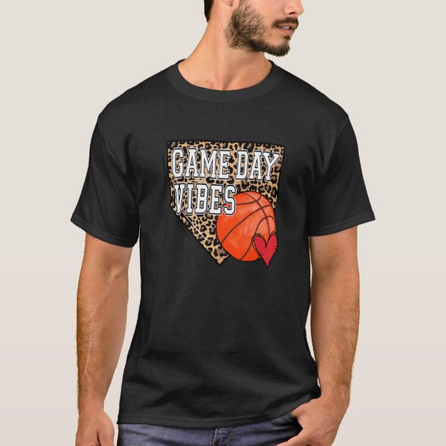 T-shirt Vibes Jour de Basketball Bleu Léopard Basketb (Devant)