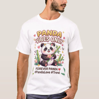 T-shirt Vibes Mignonnes et Kawaii de Panda - Floral Esthét