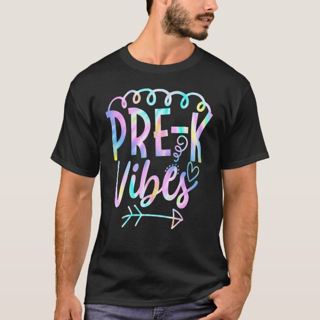 T-shirt Vibes Pré K Retour À L'École Tie Dye Professeur Ét (Devant)