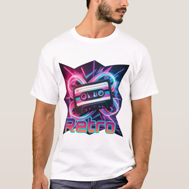 T-shirt Vibes rétro - 80s & 90s Bande de cassette Neon (Devant)