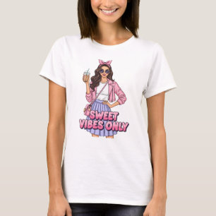 T-shirt Vibes sucrées seulement Graphisme Tee Girly Pastel