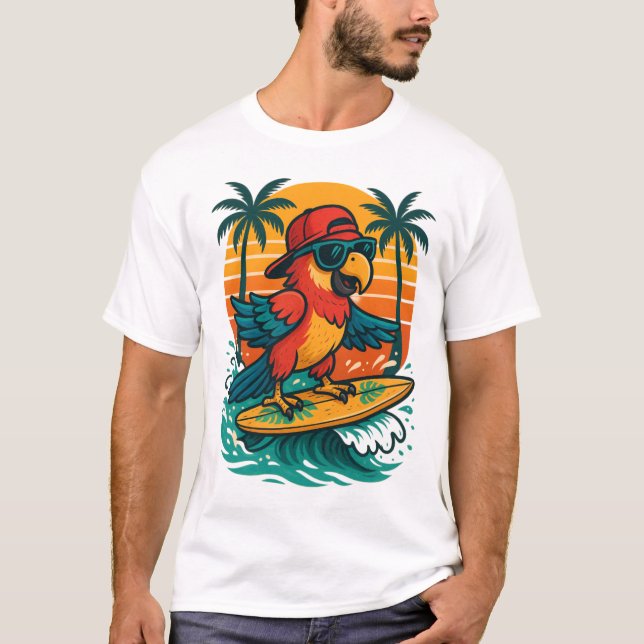 T-shirt Vibes tropicales du Parrot de surf (Devant)