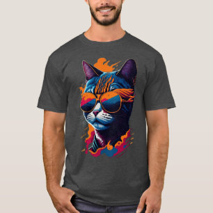 T-shirt Vibes vintages et flair Retro Cool Cat 3