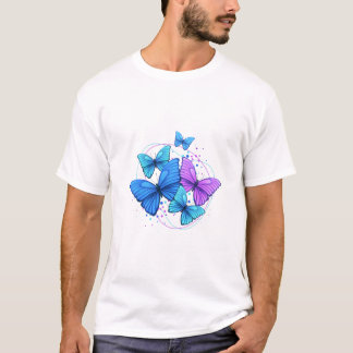 T-shirt Vibrant Blue & Purple Butterfly Artwork – Aestheti