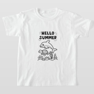 T-shirt  Vibrant Bonjour Été   Animaux Océan Colorés