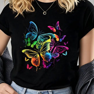 T-shirt Vibrant Colorful Watercolor Butterfly Women’s 