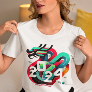 T-shirt Vibrant Dragon 2024 - Graphique Zodiac moderne