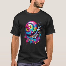 T-shirt Vibrant Enk Splatter Snail Pop Art, Coloré