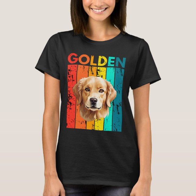T-shirt Vibrant Golden Retriever Retro Design (Devant)