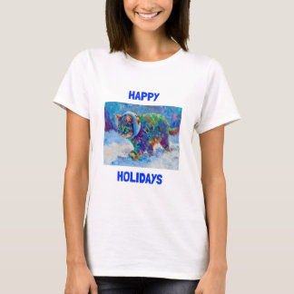T-shirt Vibrant Happy Holidays Cat Celebration Tee