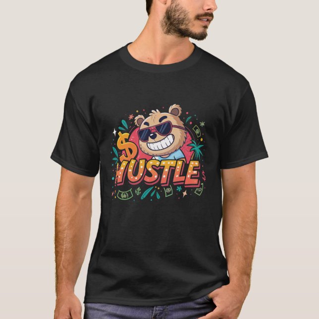T-shirt Vibrant Hustler Bear Graphic Tee (Devant)