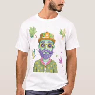 T-shirt Vibrant Monarch Butterfly Illustration on Light Ba