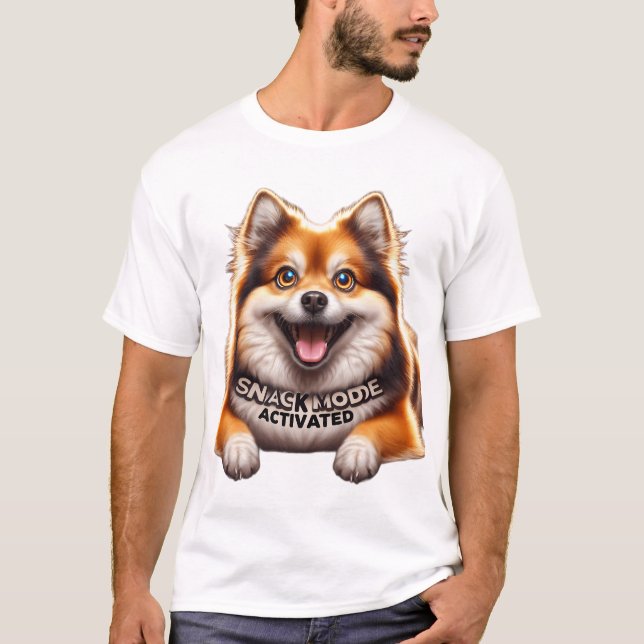 T-shirt ​Vibrant Pomeranian Dog Snacking Meme Funny (Devant)