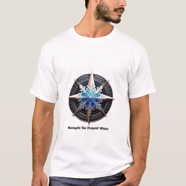 T-shirt Vibrant Snowflake T-Shirt, Compass Metallic Art (Devant)