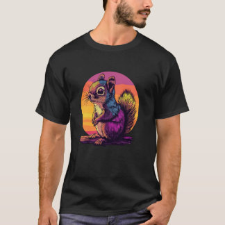 T-shirt Vibrant Squirrel In Sunset Colors