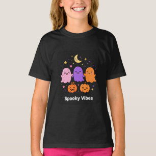 T-shirt Vibrations Effrayantes Fantômes Citrouilles Lune É