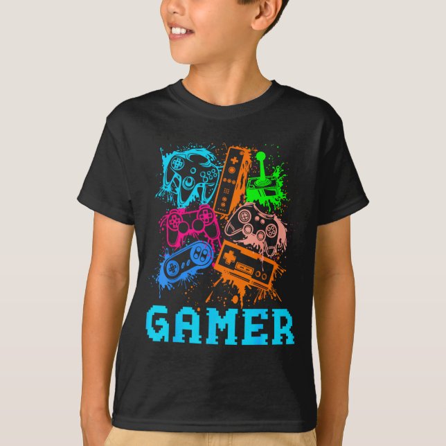 T-shirt Video Game Console Controllers Clic Gamer Lover Co (Devant)