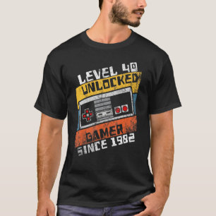 T-shirt Video Gamer 40e Anniversaire Niveau 40 Déverrouill