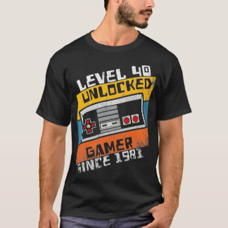T-shirt Vidéo Gamer 40e Anniversaire Niveau 40 Déverrouill