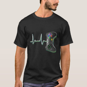 T-shirt Video Gamer Heartbeat Video Game Controller Cadeau