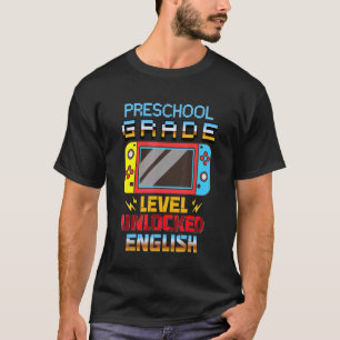 T-shirt Vidéo Gamer Niveau préscolaire Déverrouillé Anglai