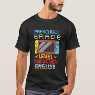 T-shirt Vidéo Gamer Niveau préscolaire Déverrouillé Anglai