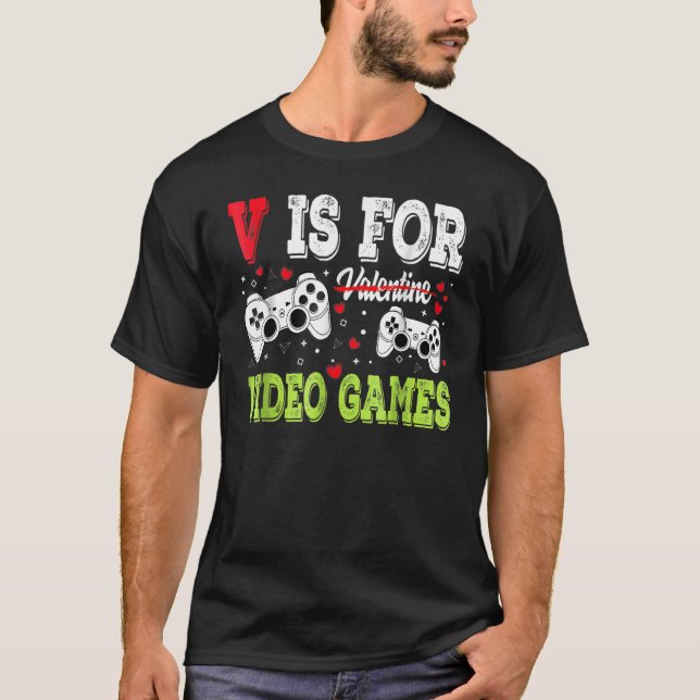 T-shirt Video Gamer Valentines Day With Controllers Heart (Devant)
