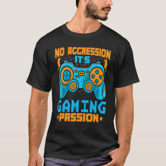 T-shirt Video Games   No Aggression It's Gaming Passion Ga