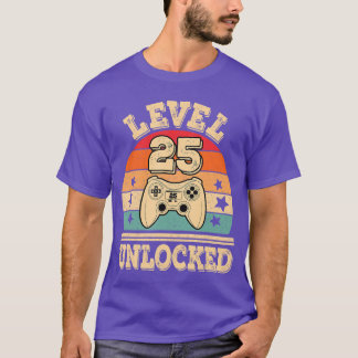 T-shirt Vidéo Niveau 25 Débloqué Jeu de jeu vidéo 25e anni