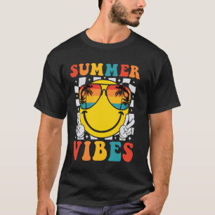 T-shirt Vidéos d'été Super rétro Smile Face Bonjour été