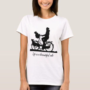 T-shirt Vie Belle Promenade Vélo avec de mignons chiens
