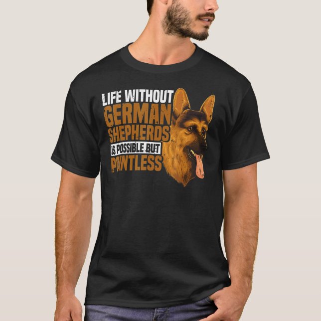 T-shirt Vie de berger allemand avec bergers allemands (Devant)