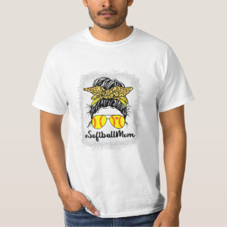 T-shirt Vie de maman de softball avec léopard