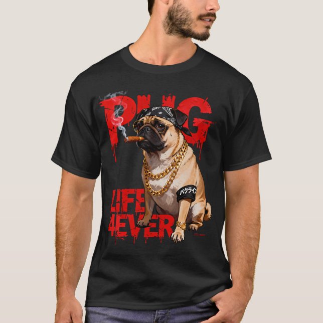 T-shirt Vie de Pug pour toujours (Devant)